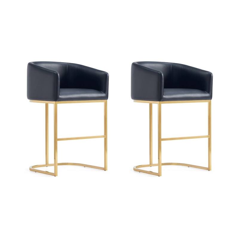 Manhattan Comfort Louvre Mid-Century Modern Leatherette Upholstered Counter Barstool
