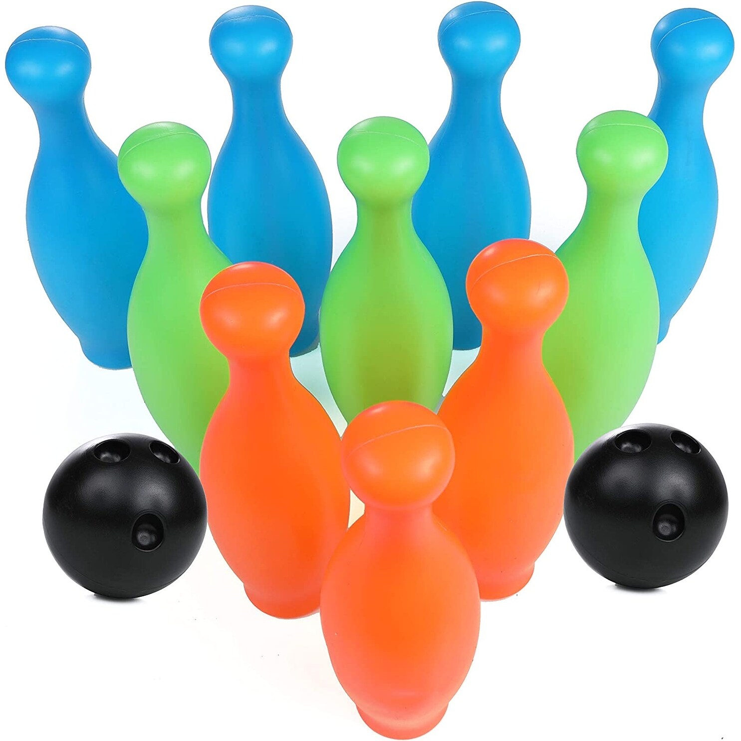 High Bounce Bowling Playset With 10 Pins And 2 Balls Indoor And Outdoor Bowling Alley Game 9 5 Tall Overstock 31621163