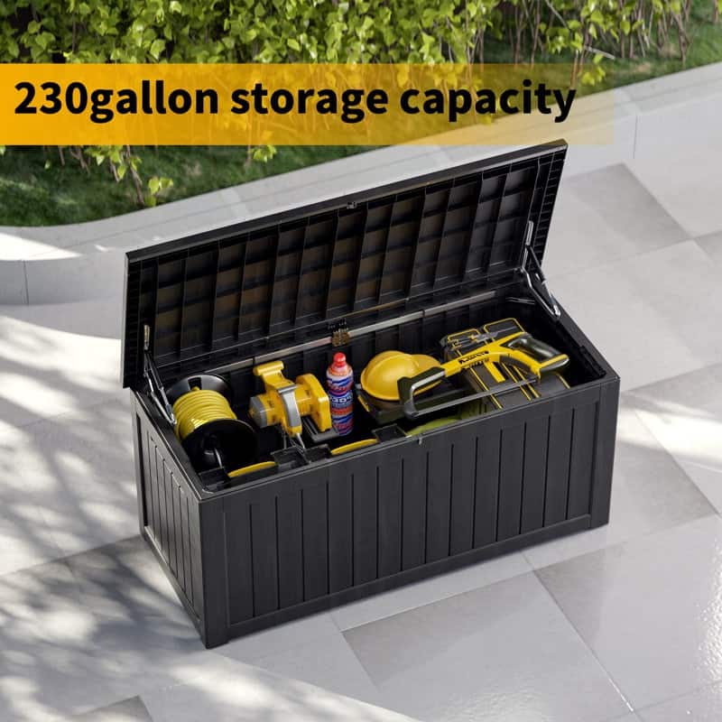 Outdoor Patio Storage Resin Lockable Deck Box - 230 Gallon Black