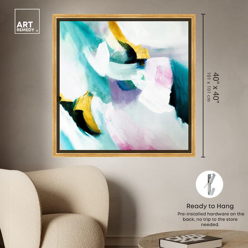 Art Remedy Still Violas Framed Blue Abstract 1 Piece Canvas Wall Art