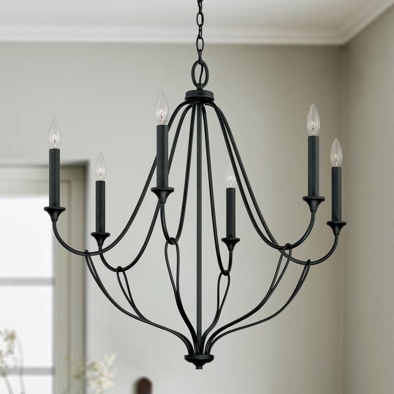 Bentley 30" 6-light Black Iron Chandelier