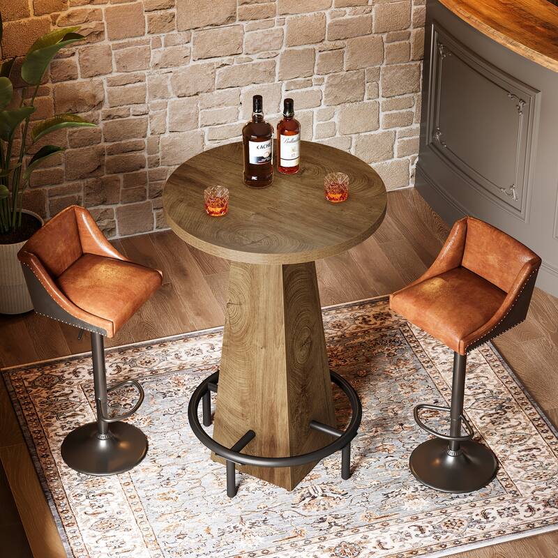 Small Bar Table, 37.4" High Round Pub Table (Only Table)