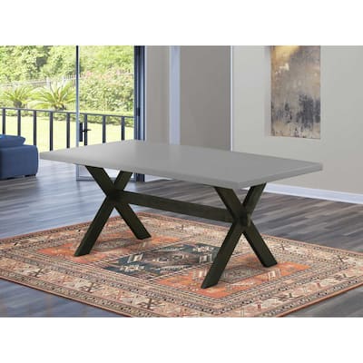 Nordic Dining Table - 40x72 Inch X-Style Table with Cement Top & Black Legs - 40