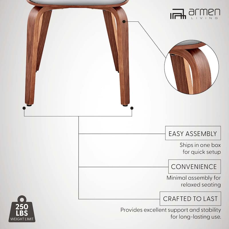 Brinley Walnut or Black Wood Upholstered Dining Chair