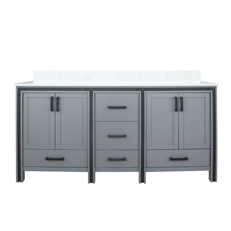 Ziva 72 in W x 22 in D White Double Bath Vanity and White Quartz Top - 72 Inch - Dark Grey