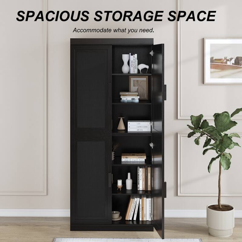 Modular Sideboard Cabinet with Storage Buffet Cabinet with Rattan Doors for Living Room Kitchen Dining Room Entryway