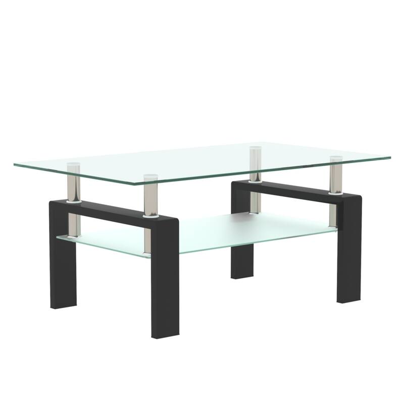 Modern Coffee Table with Storage Shelf for Living Room