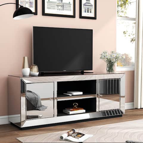 59" Media Console Mirrored Tv Stand