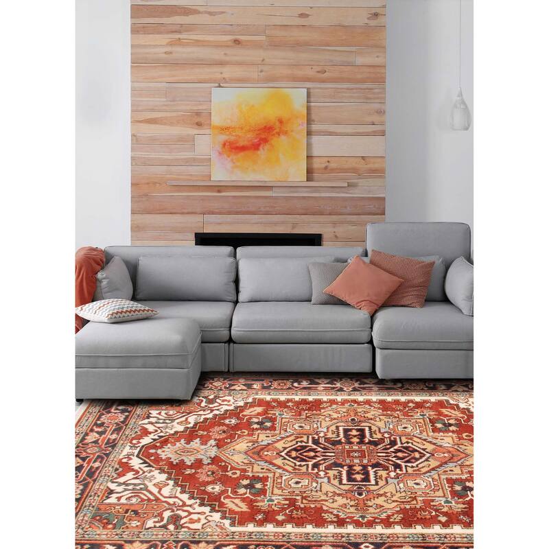 ECARPETGALLERY Hand-knotted Serapi Heritage Dark Copper Wool Rug - 5'9 x 8'8