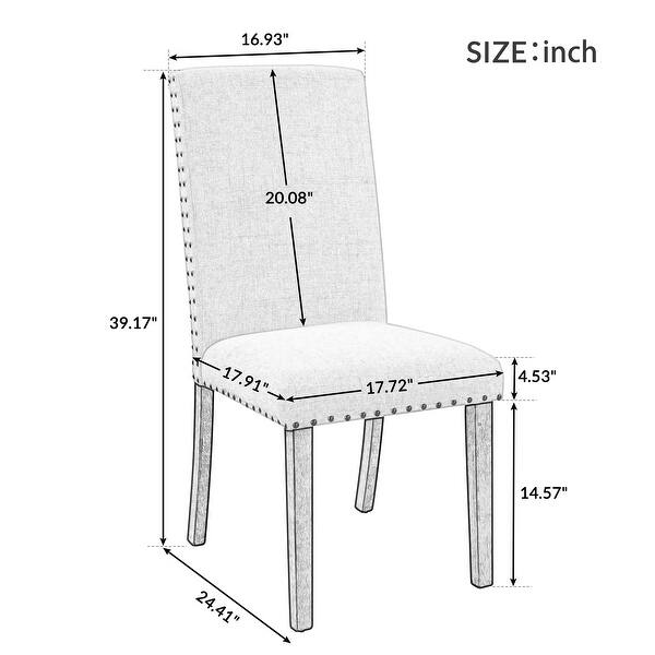 Dining Chairs Set of 2 Fabric Dining Chairs with Copper Nails Bed