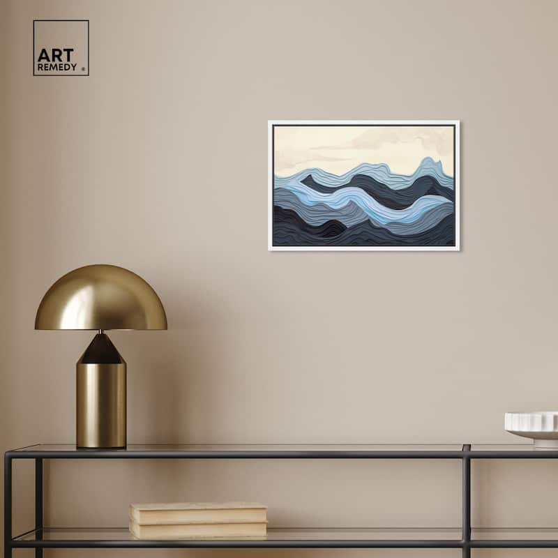Art Remedy Waverly Framed Blue Abstract 1 Piece Canvas Wall Art