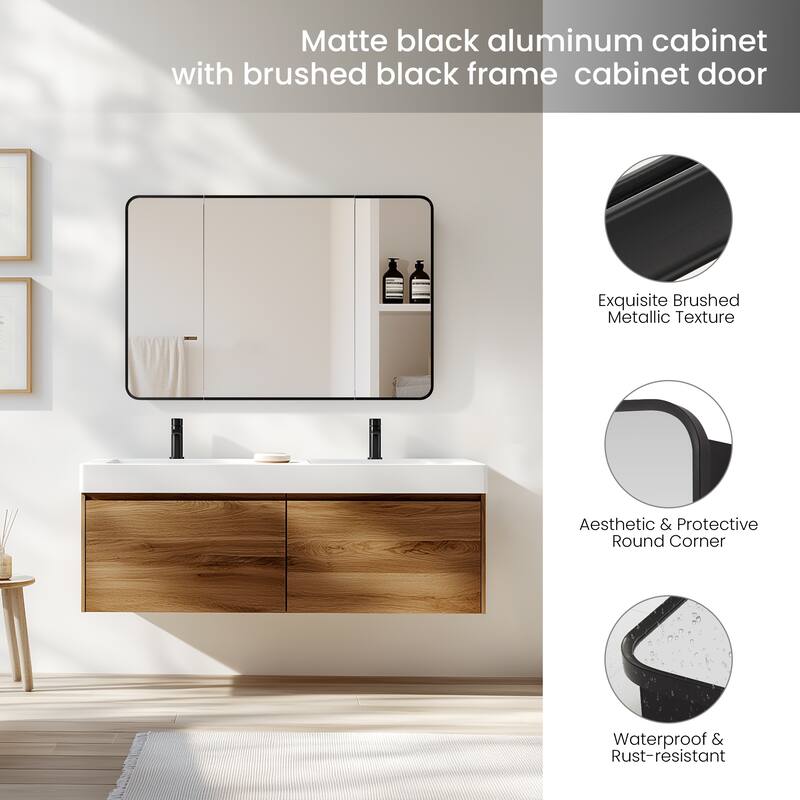 Talayuela Rectangular Aluminum Framed Medicine Cabinet with Mirror