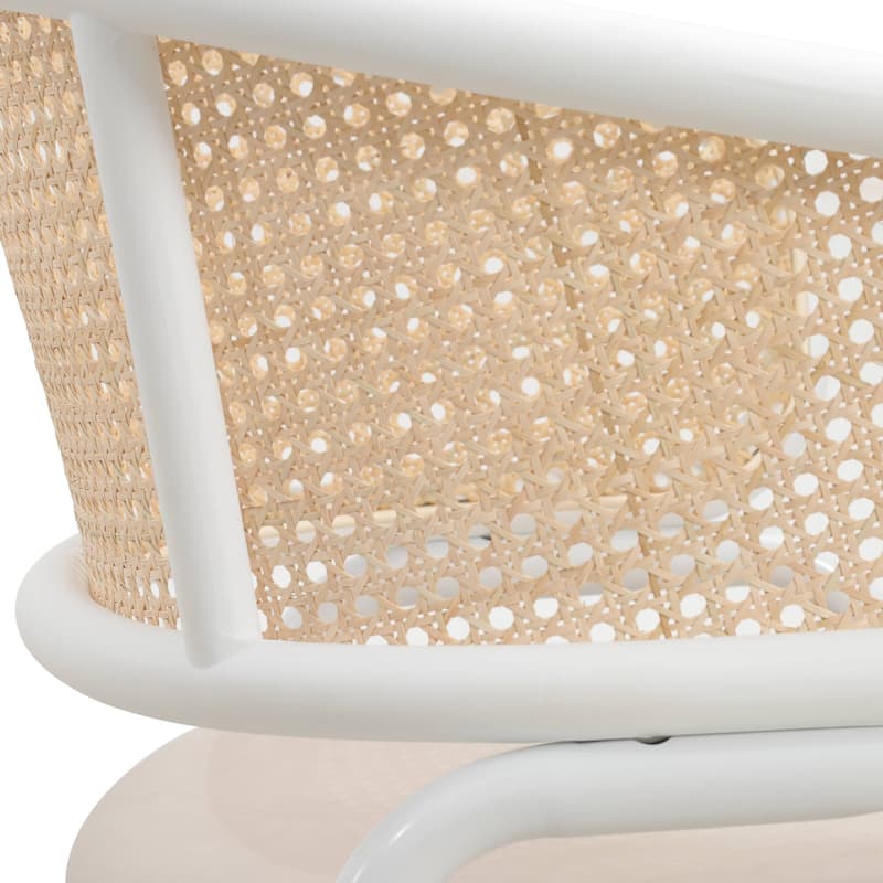 Ervilla Modern Stylish Side Chair with Rattan Back and White Steel Legs for Dining Room & Kitchen