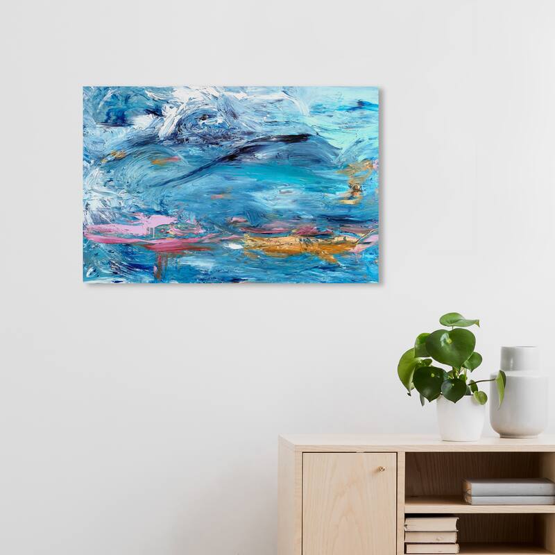 Wynwood Studio Canvas Abstract Indigo and Rising Sun Flourish Blue and Metallic Gold Modern & Contemporary Wall Art Canvas Print - 20 x 30