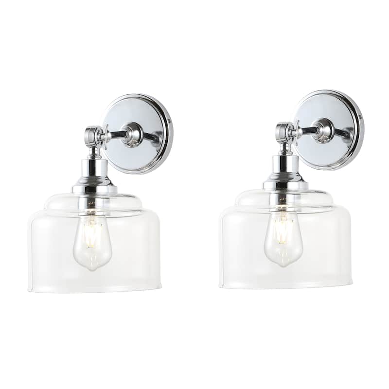 SAFAVIEH Lighting Rozsika Wall Sconce - 8" x 9.5" x 11.5" - Chrome/Clear - 10Wx8Dx12H