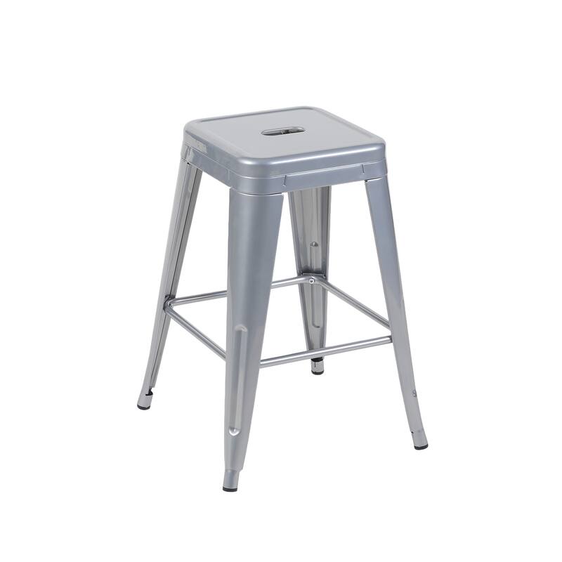 AC Pacific 24 Inch Industrial Stackable Metal Counter Stools Set of 2