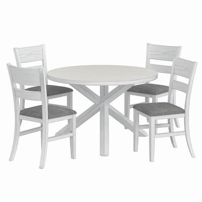 VECELO 47.2" Round Dining Table Set, Mid Century Modern Round Dining Table for 4-6 Person