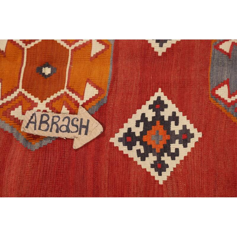 Kilim Qashqai Persian Vintage Rug Hand-Woven Orange Wool Carpet - 4'5"x 7'4"