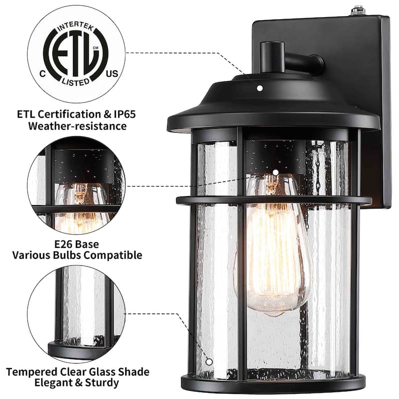 4 Pack 1-Light Black Dusk-to-Dawn Outdoor Wall Light