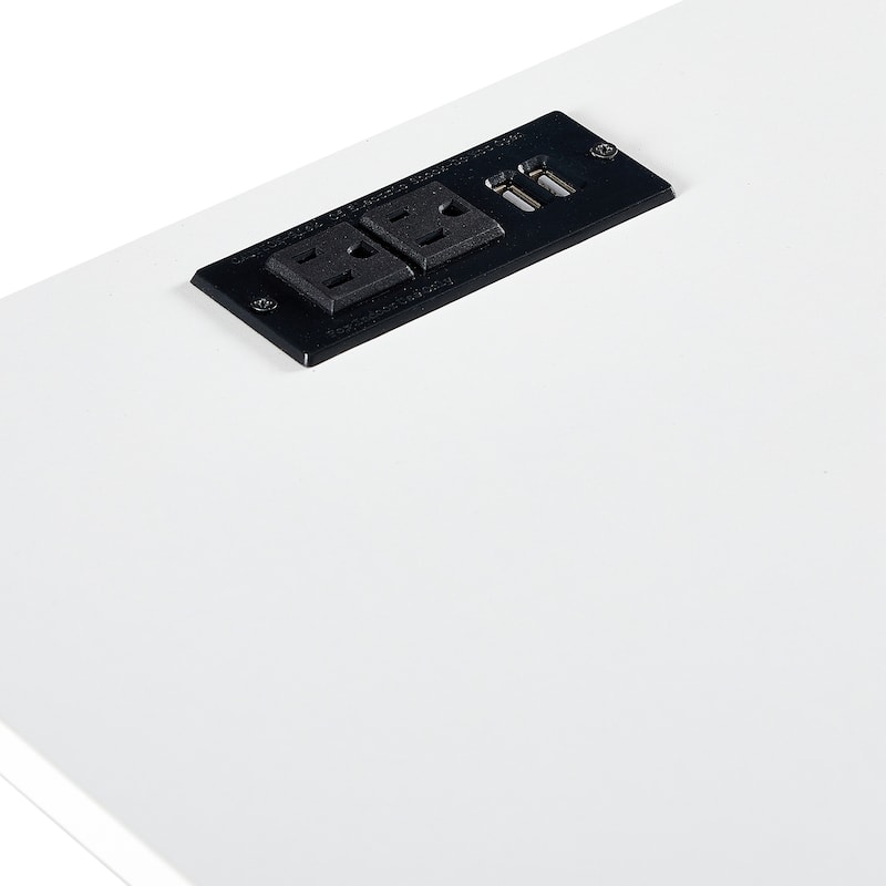 15.75" Rattan End table with Power Outlet & USB Ports, nightstand with drawer and solid wood legs, side table