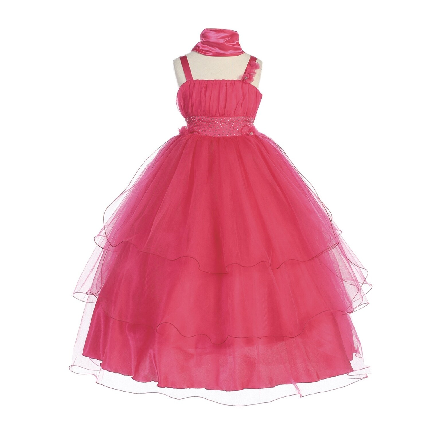 Shop Bijan Kids Little Girls Fuchsia Tulle Rhinestone Adorned