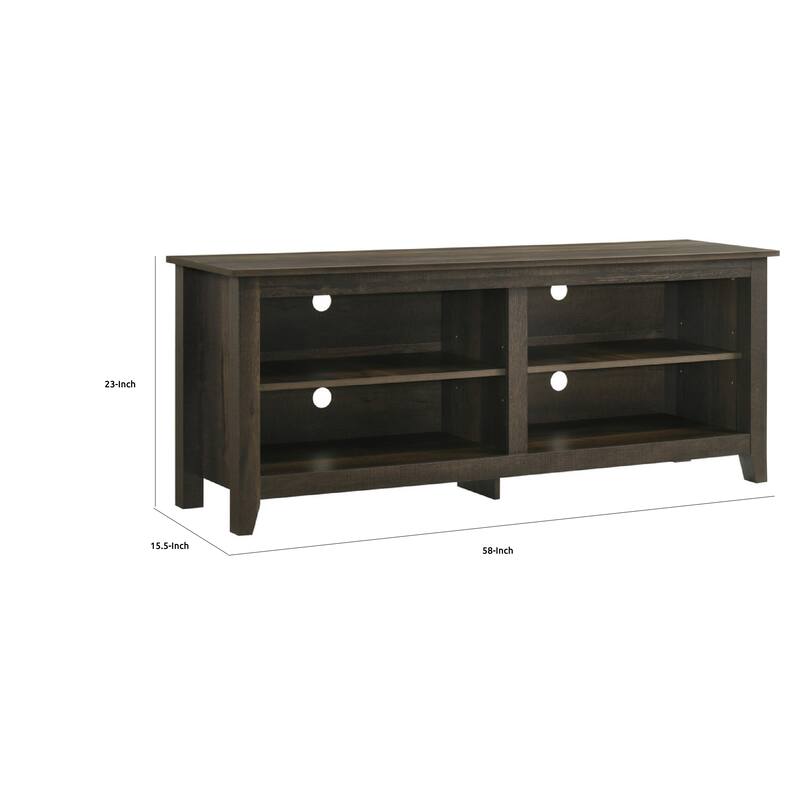Trove TV Stand Media Cabinet w Open Shelves, Dusty Oak Brown 58 Inch