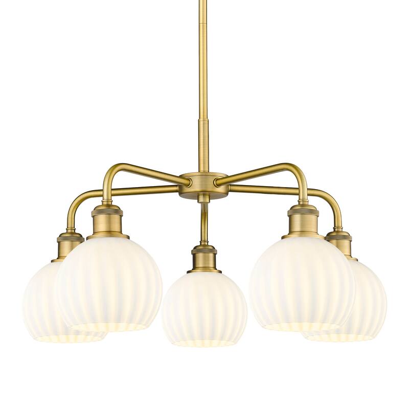 Innovations Lighting 516-5C-14-24-White Venetian-Indoor Chandelier - Brushed Brass / White Venetian