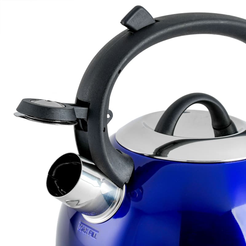 Mr. Coffee Flintshire 1.75 Quart Whistling Stovetop Tea Kettle in Blue - 1.75 Quart