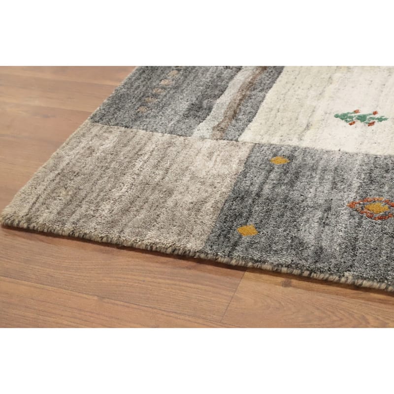Hand Knotted Oriental 100% Wool Carpet Tribal Animal Pictorial Beige & Ivories Gabbeh Area Rug - 7' 7'' X 5' 4''