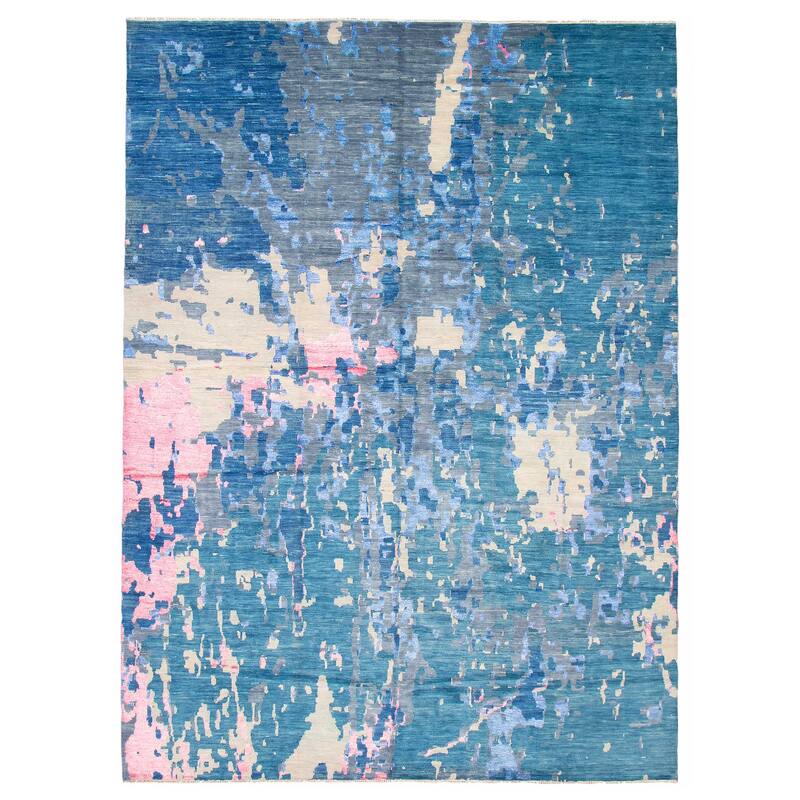 ECARPETGALLERY Hand-knotted Mystique Blue Silk, Wool Rug - 10'0 x 14'0 - Blue - 10'0 x 14'0