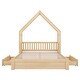 preview thumbnail 6 of 14, Kids Bed Queen Size House Platform Bed with Guardrail and 2 Drawers