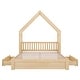 preview thumbnail 20 of 18, Queen Size Wood House Bed, Kids Bed with Guardrail and 2 Drawers