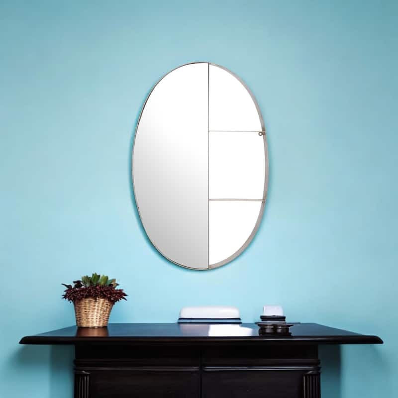 HomeRoots 34" Bronze Oval Steel Framed Accent Mirror - Bronze