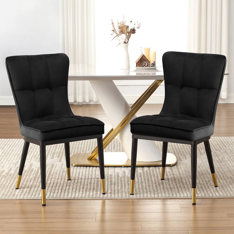 Modern Velvet Upholstered Dining Chairs, Set of 2/4 - 35.8"H x 18.9"W x 23.2"D