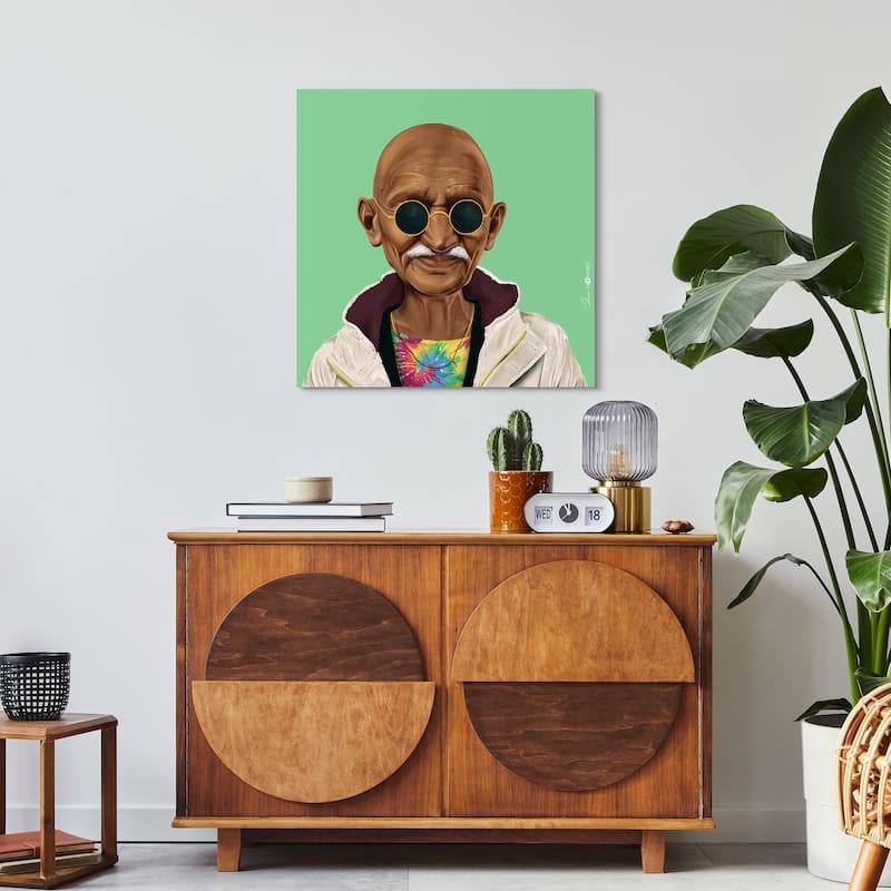 Empire Art Direct Hip Mahatma Gandhi Printed Tempered Glass Wall Art - Multi-Color