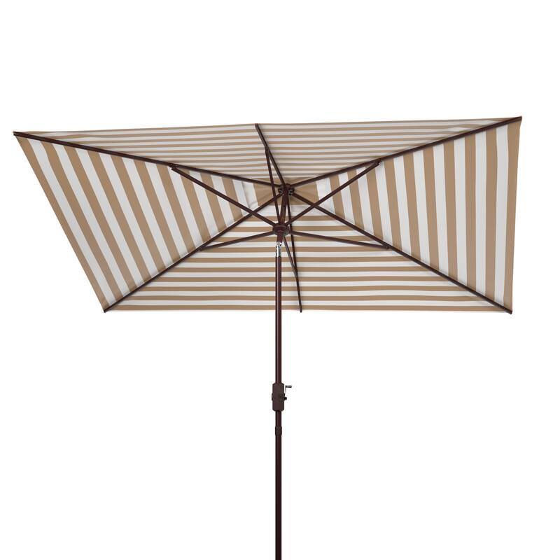 SAFAVIEH Outdoor Living Athens 6.5 x 10-foot Rectangular Crank Umbrella - Beige