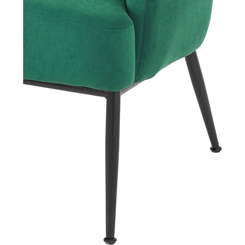Luxury and Elegance Velvet Armchair Solid and Engineered Wood with Black Metal Legs Dense Foam and Heavy Webbing