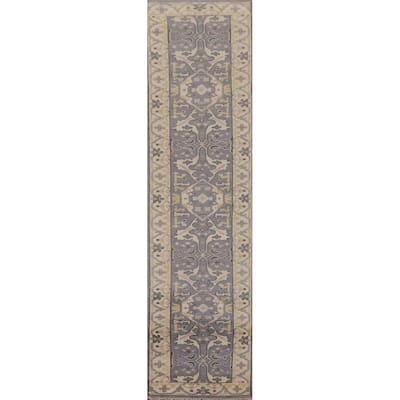 Lilac Oushak Indian Runner Rug Handmade Wool Carpet - 2'5"x 12'3"