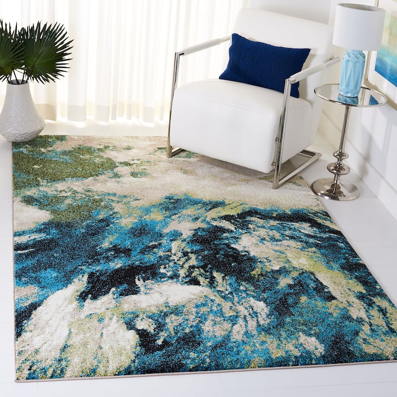 SAFAVIEH Glacier Benoîte Modern Abstract Rug - 2'3" x 4' - Navy/Green