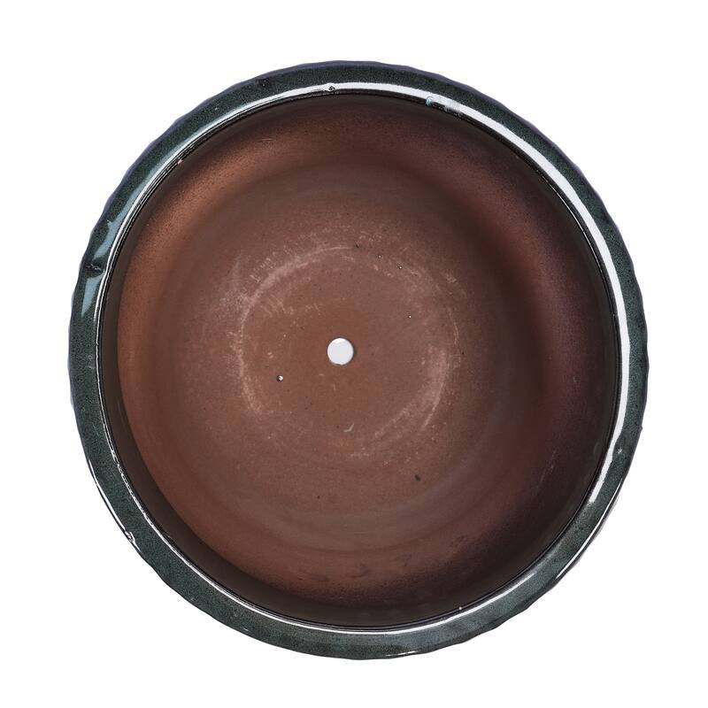 Glossy Ribbed Handmade Ceramic Planter Pot, for Succulents and Herbs