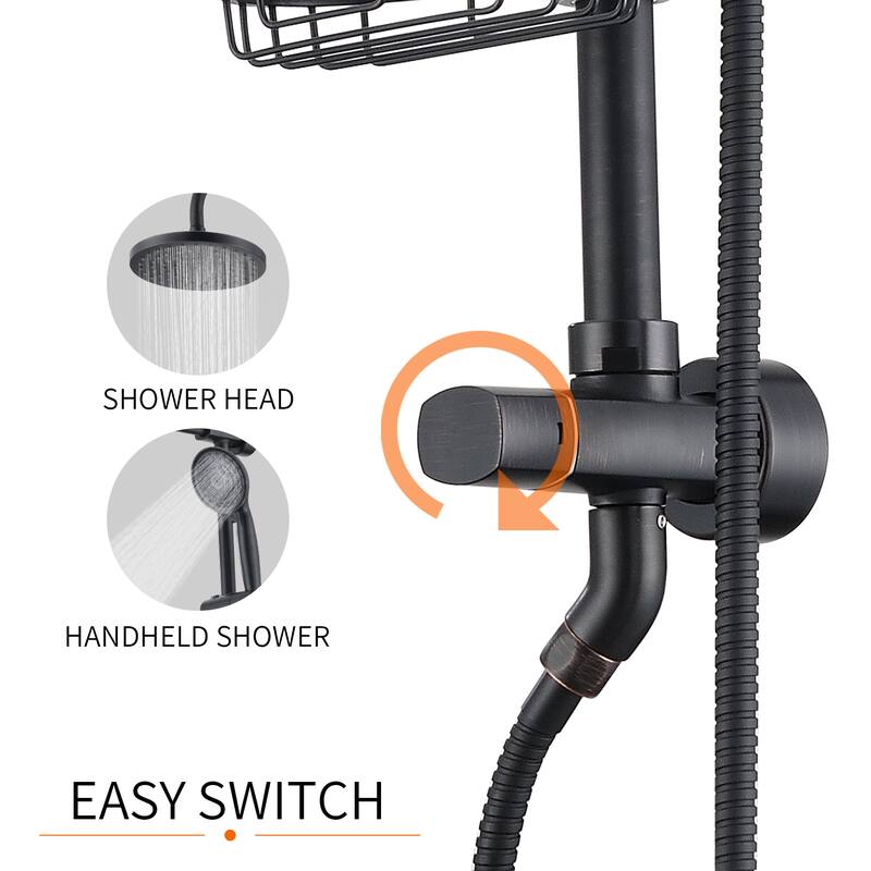 YASINU Rain Shower System, 8 in. rain showerhead with 5-function hand shower