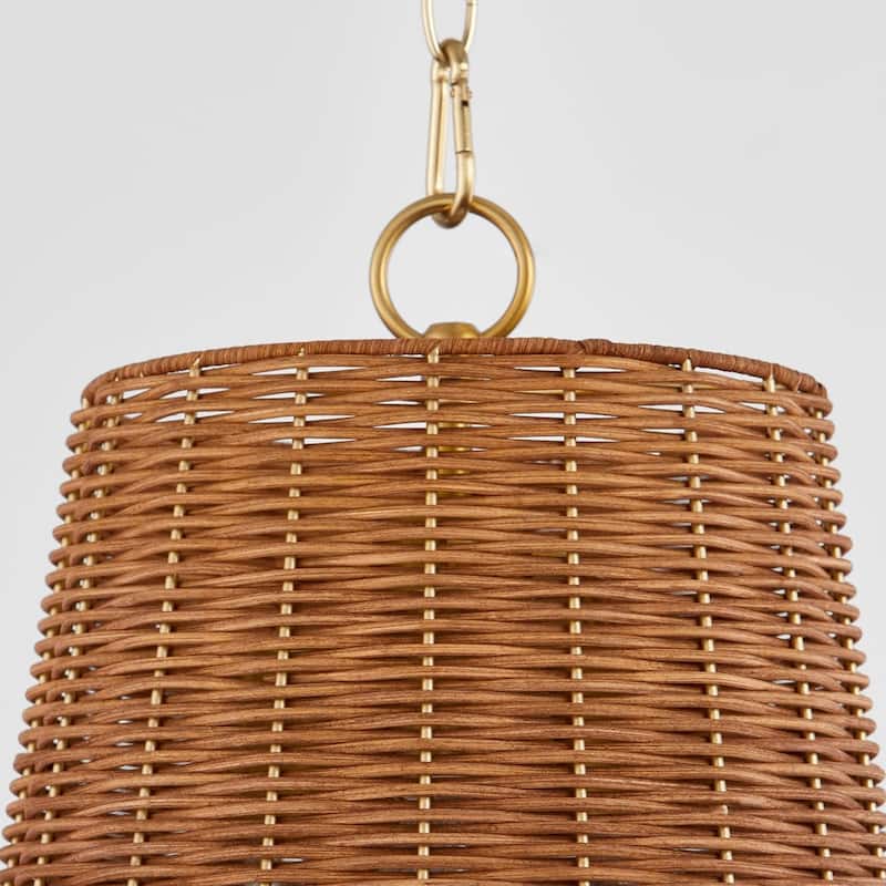 Quorum International 8893-13 Wicker 3 Light 13" Wide Wood Pendant