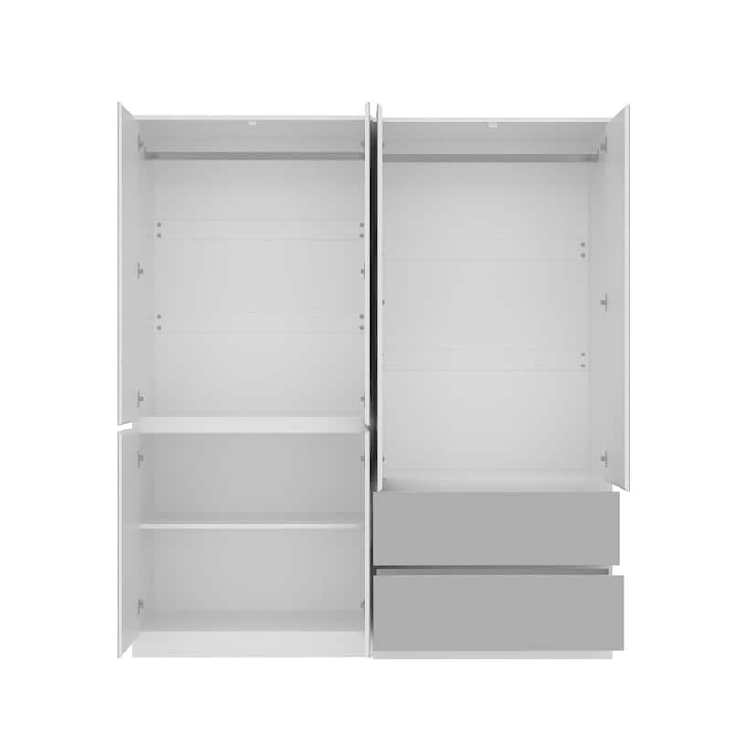 White Large Modular Modern High Gloss Wardrobe Armoire Mirrored Doors