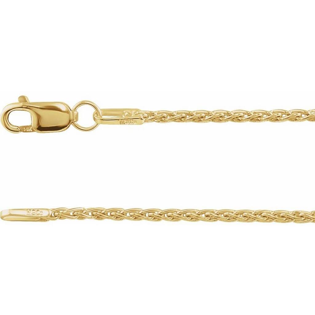 Curata 14k Yellow Gold Wheat Chain Necklace 7 Inch