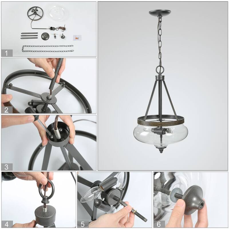 Farmhouse 3-light Glass Ceiling Pendant Lights Chandeliers for Kitchen Island Dining, Living Room