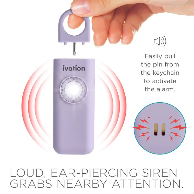 Ivation Personal SOS Keychain Alarm, 130 dB Rechargeable Personal Alarm w/LED Strobe Light