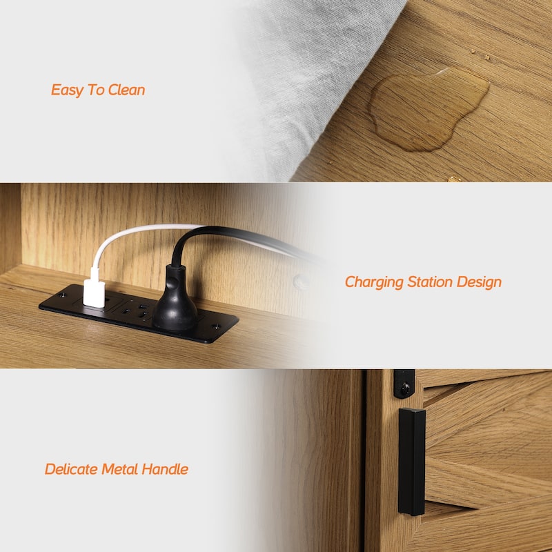 WAMPAT Floating TV Stand for TVs up to 80 Inch with Sliding Barn Door