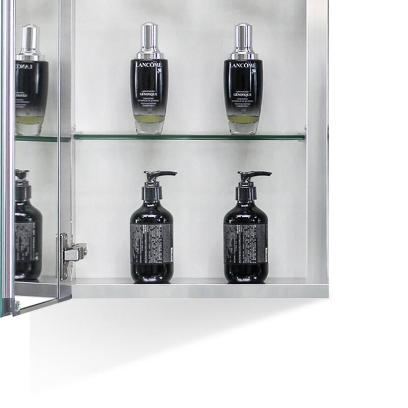 Alvana Aluminum Bathroom Medicine Cabinet with Single Door Mirror, Recessed or Wall-mounted