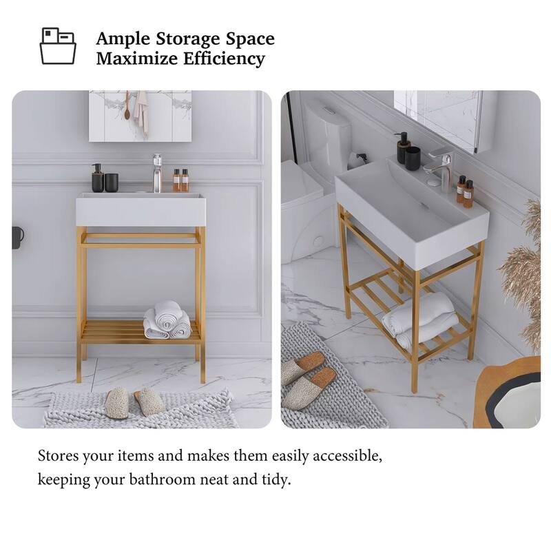 24" Freestanding Bathroom Vanity with Ceramic Sink - 23.62'' x13.98'' x 33.46''