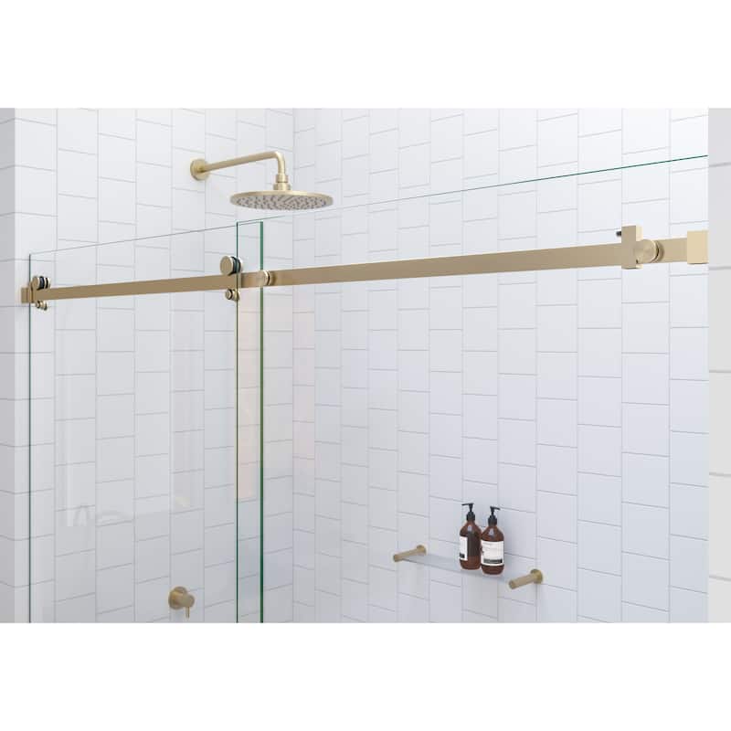Glass Warehouse 56 in. - 60 in. x 60in. Frameless Bath Tub Sliding Shower Door with Square Hardware